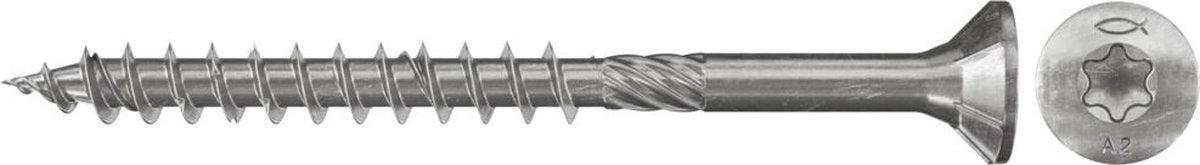 Fischer 200x power-fast 4,5 x 40 senkkopf roestvast staal a2 deeldraad binnenzeskant tx - 657057