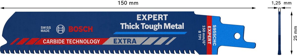 Bosch 2608900365 Expert Säbelsägeblatt S955CHC, dickes, zähes Metall