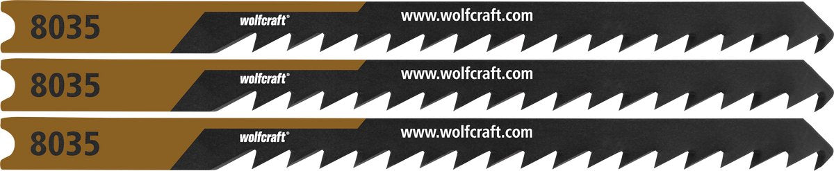 Wolfcraft – 3 Stichsägeblätter für Weichholz – feiner Kurvenschnitt – HCS-Sägeblatt mit U-Schaft – ideal für Weichholz und MDF – 8035000