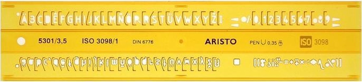 Aristo AR-5301 3-Buchstaben-Schablone, 3,5 mm, H-Profil, Schriftform B, gerade