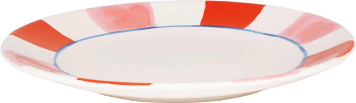 Blond amsterdam , even bijkletsen everyday stripes: bord 22 cm roze rood