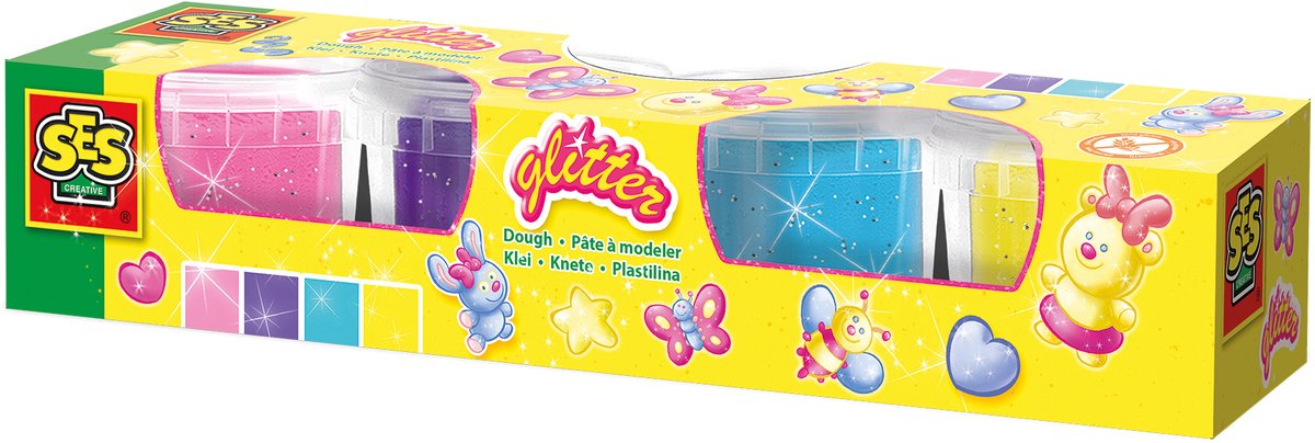 Ses Creative Ses Glitzer-Ton – 4 Tontöpfe