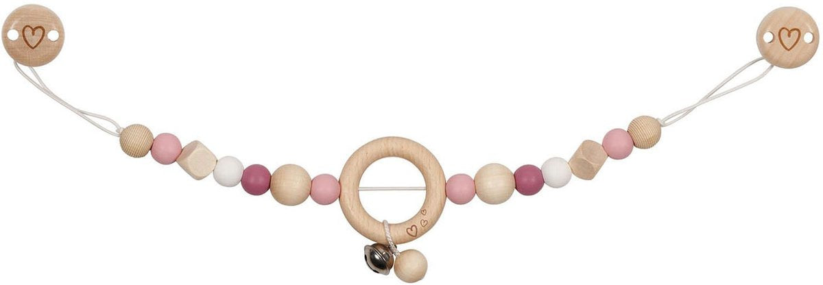 Goki Holz Kinderwagen Halskette Herz rosa mit Clips