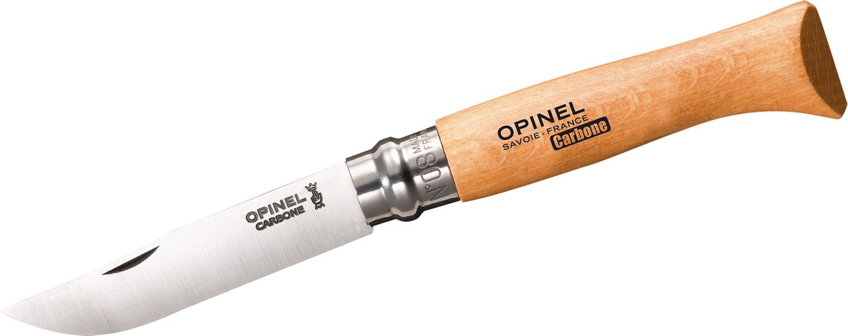 Opinel Nr. 8 Taschenmesser – Kohlenstoffstahlholz – Virobloc-Schloss – 19,5 cm
