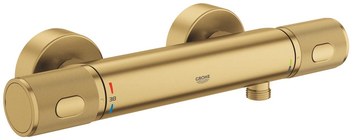 Grohe Precision Feel Dusch-Thermostathahn – 150 mm – Cooltouch – Turbostat – Progrip – gebürstet Cool Sunrise