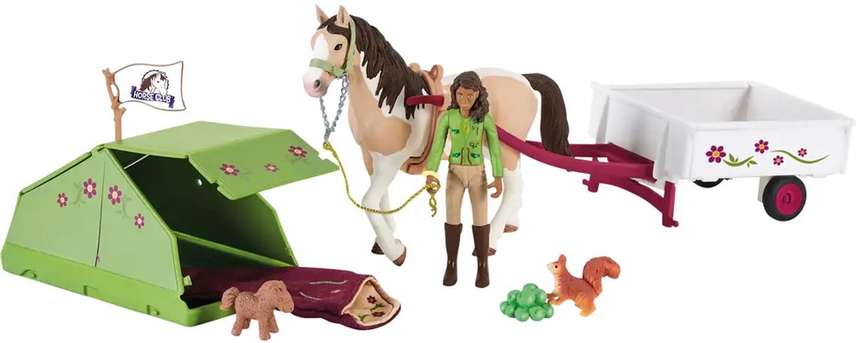 Schleich Horse Club Spielfiguren-Set – Sarahs Campingausflug – Kinderspielzeug für Jungen und Mädchen – 5 bis 12 Jahre – 12 Teile – 42533