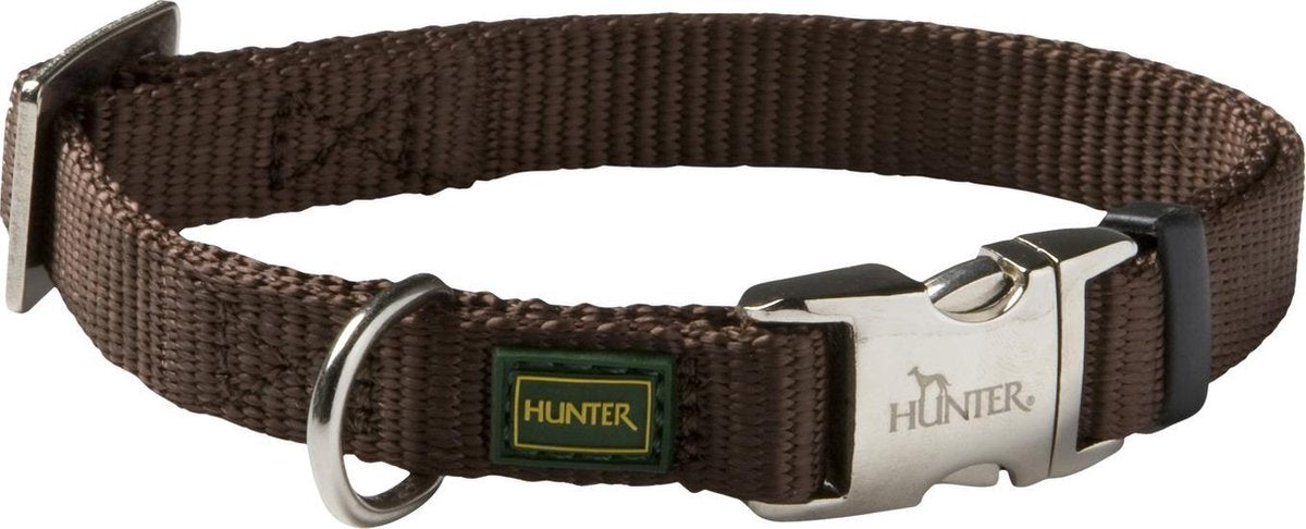 Hunter Klickhalsband Alu-Nylon weich braun – Hundehalsband – 40–55 x 2,0 cm