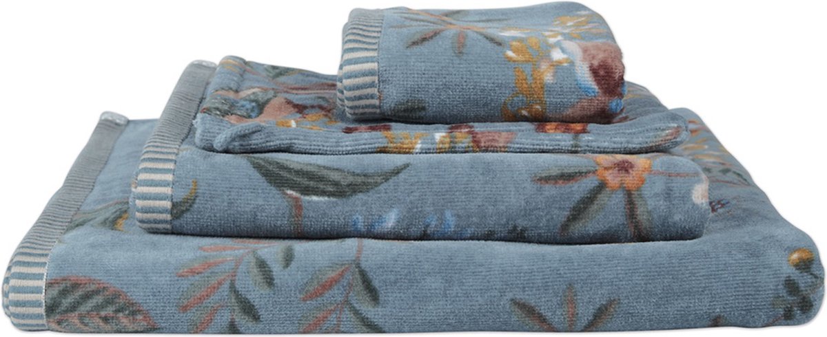 Pip studio handdoek secret garden blue 55x100