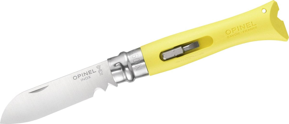 Opinel - Taschenmesser - Nr. 09 - DIY - Edelstahl gelb - Virobloc - inkl. 2 Bits