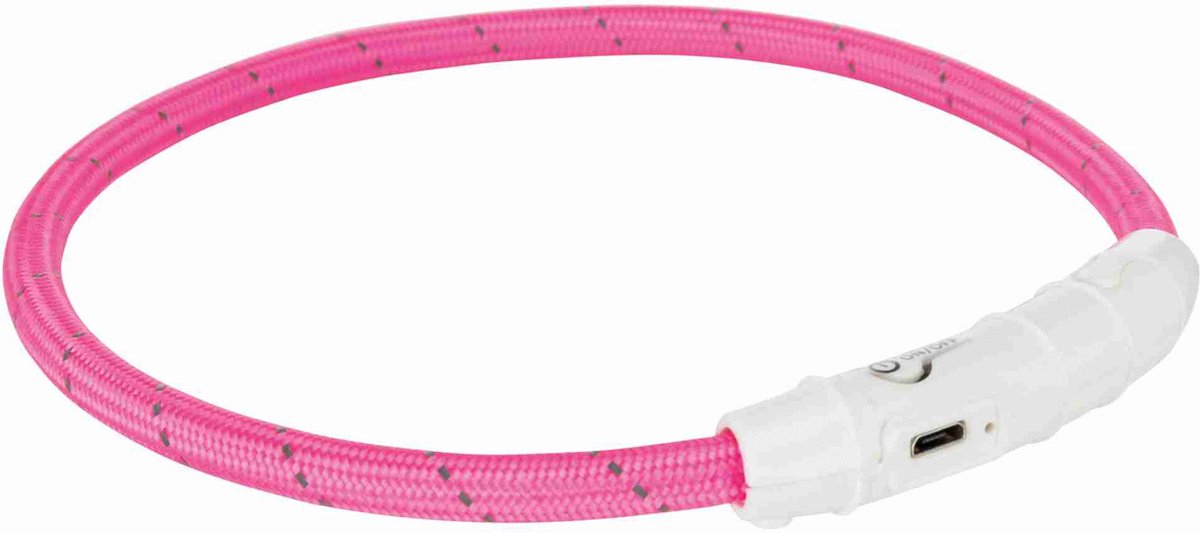 Trixie leuchtendes Hundehalsband Flash USB TPU Nylon rosa