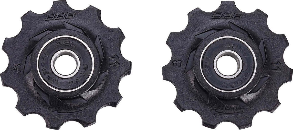 Bbb cycling derailleurwieltjes shimano, campagnolo sram - 9-speed, 10-speed, 11-speed, 12-speed - duurzaam - zwart - 11t - rollerboys bdp-02