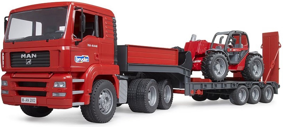 Bruder Low -Loader -Mann mit Teleskop -Ladegerät