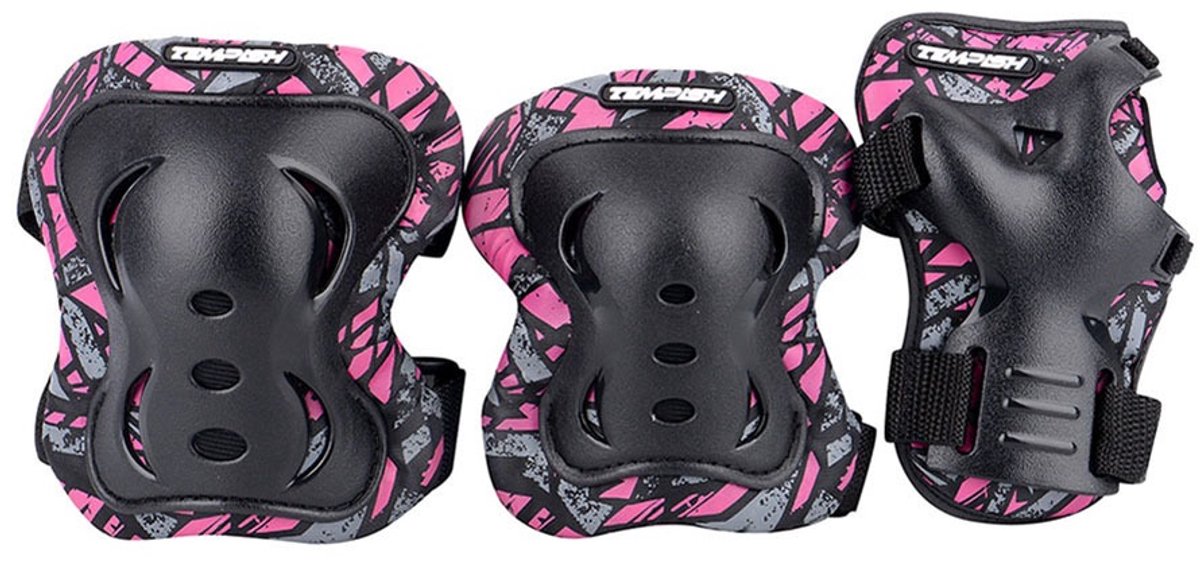 Tempish Skate-Schutzset für Erwachsene – Knie-, Ellenbogen- und Handgelenkschützer – Pink – Größe L