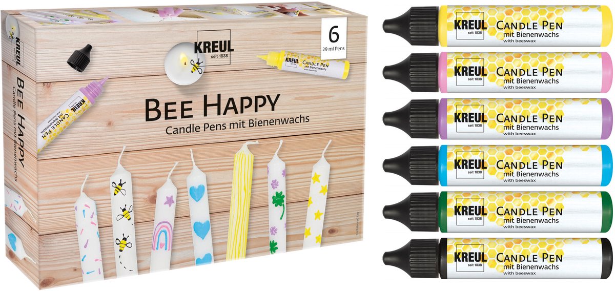 Kreul 49757 bee happy kaarsenverf - hobbyverf vloeibare was - 29 ml - 6 stuk(s)