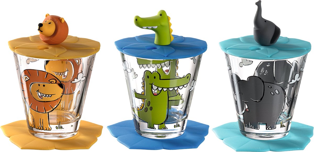 Leonardo Bambini Trinkset Löwe, Krokodil, Elefant - 9-teilig