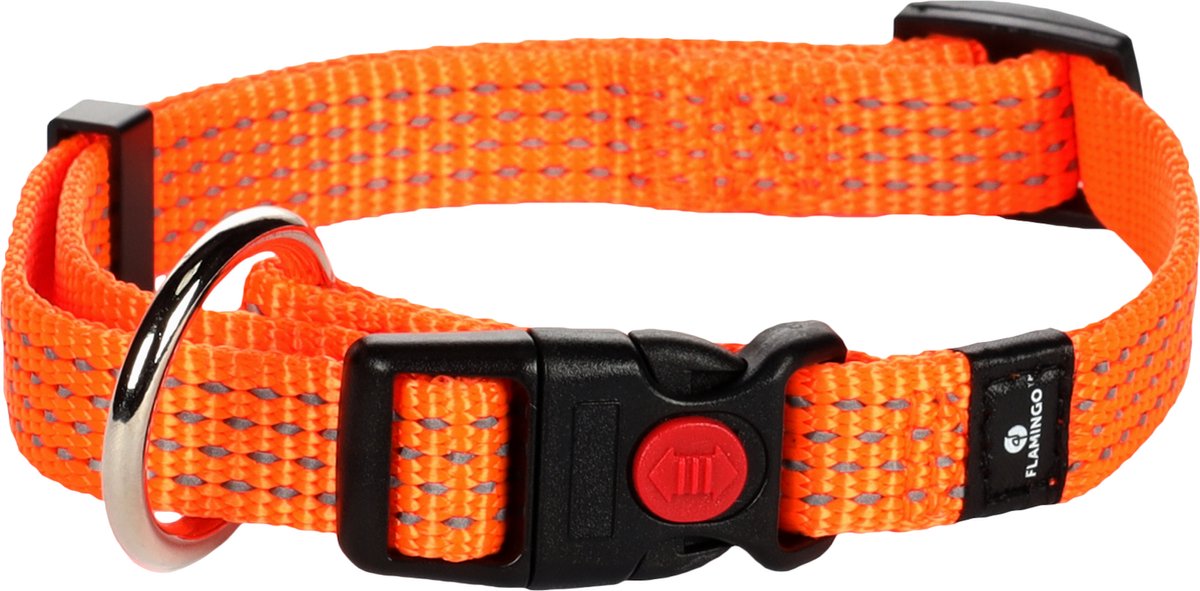Flamingo len - Halsband Hunde - Halsband len orange s 30-45cm 15mm - 1St - 125016 - 1Stk