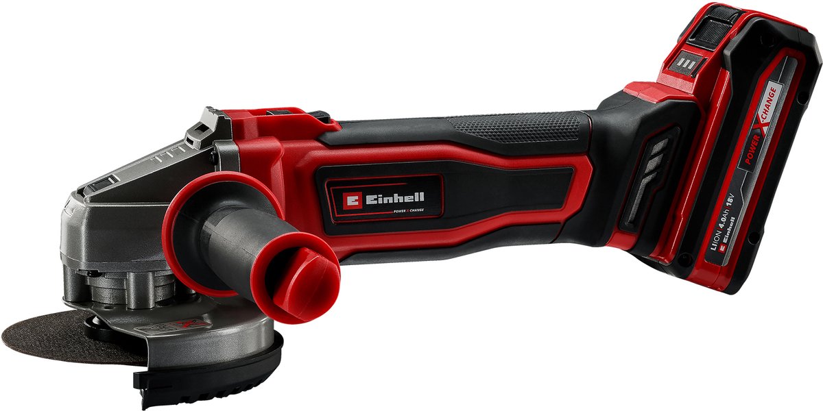 Einhell Akku-Winkelschleifer te-ag 18 125-2 li (1x4,0 Ah) Winkelschleifer (rot schwarz, inkl. 4,0 Ah Power X-Change Akku und Ladegerät)