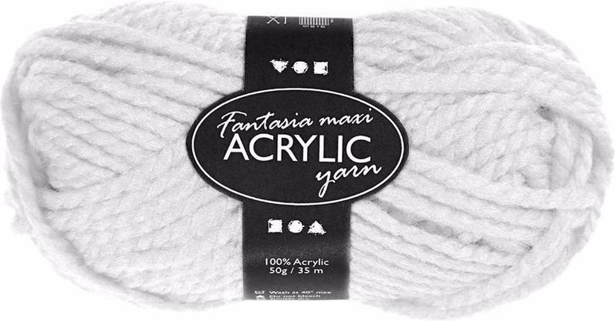 Creativ Company Fantasia Acrylgarn, L: 35 m, Maxi, weiß, 50 g 1 Knäuel