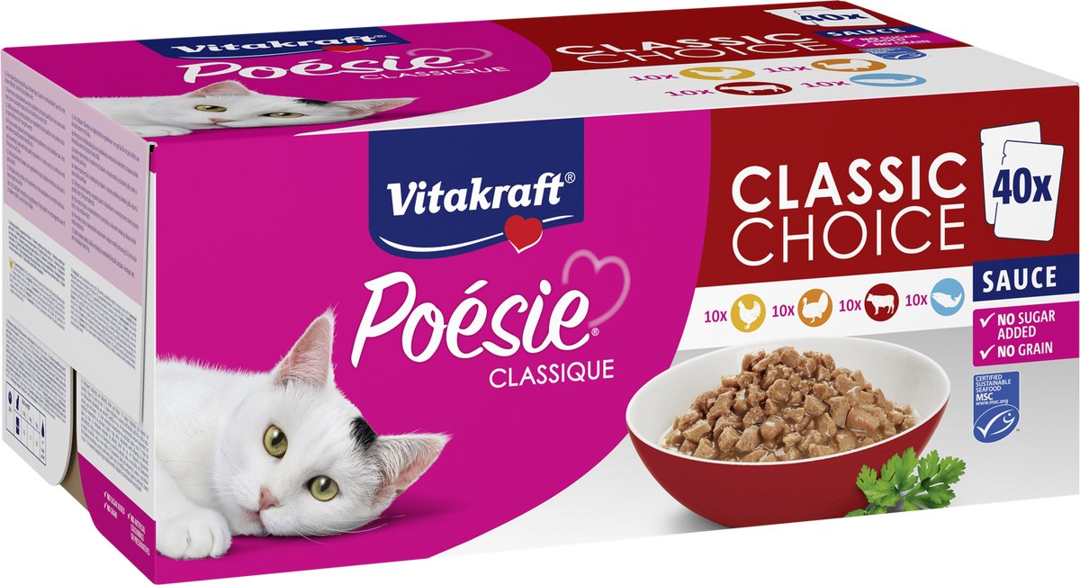 Vitakraft – Großpackung Poetry Classique MSC, 40 Stück x 85 g.