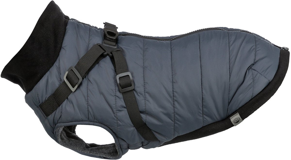 Trixie Hundemantel Pontis blau – integriertes Geschirr, Fleecefutter – 40 cm
