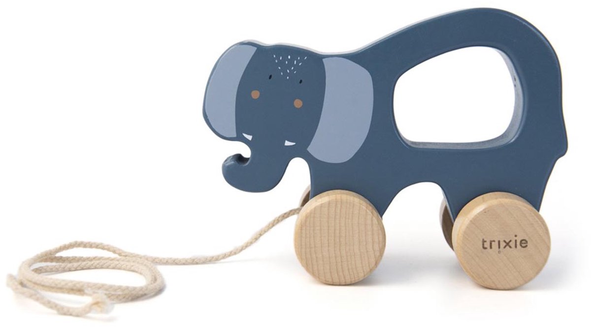 Trixie Nachziehspielzeug aus Holz - Mrs. Elefant - für die ersten Schritte - Babyspielzeug - für Jungen Mädchen - Elefant