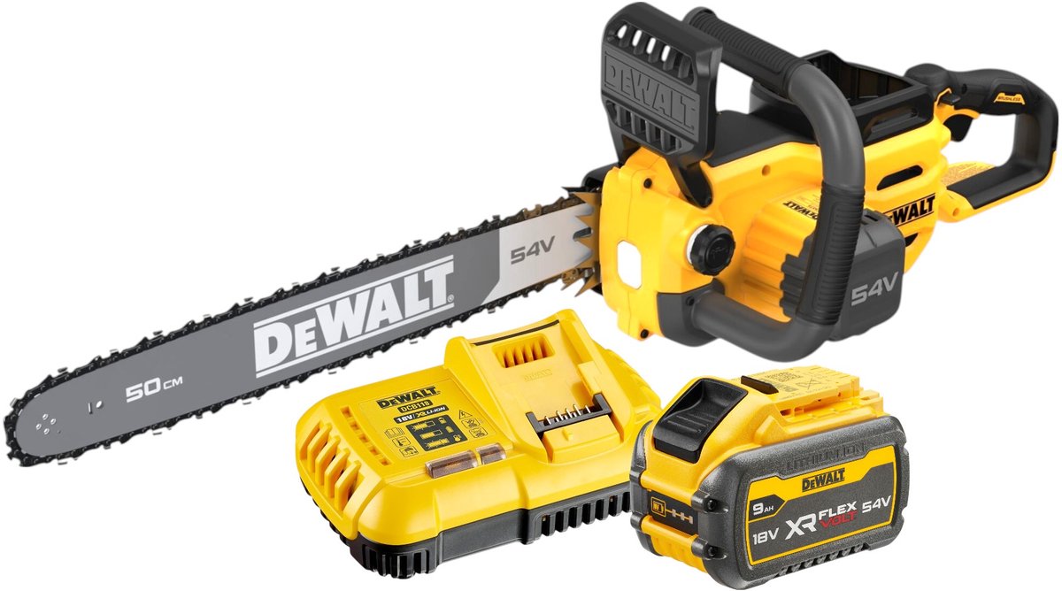 Dewalt-Werkzeuge – 54-V-Akku-Kettensäge 50 cm, 1x Akku 9,0 Ah Flexvolt, Ladegerät DCMCS575x1