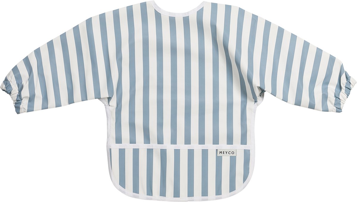 Meyco Baby-Lätzchen mit dicken Streifen und Ärmeln – Jeansblau