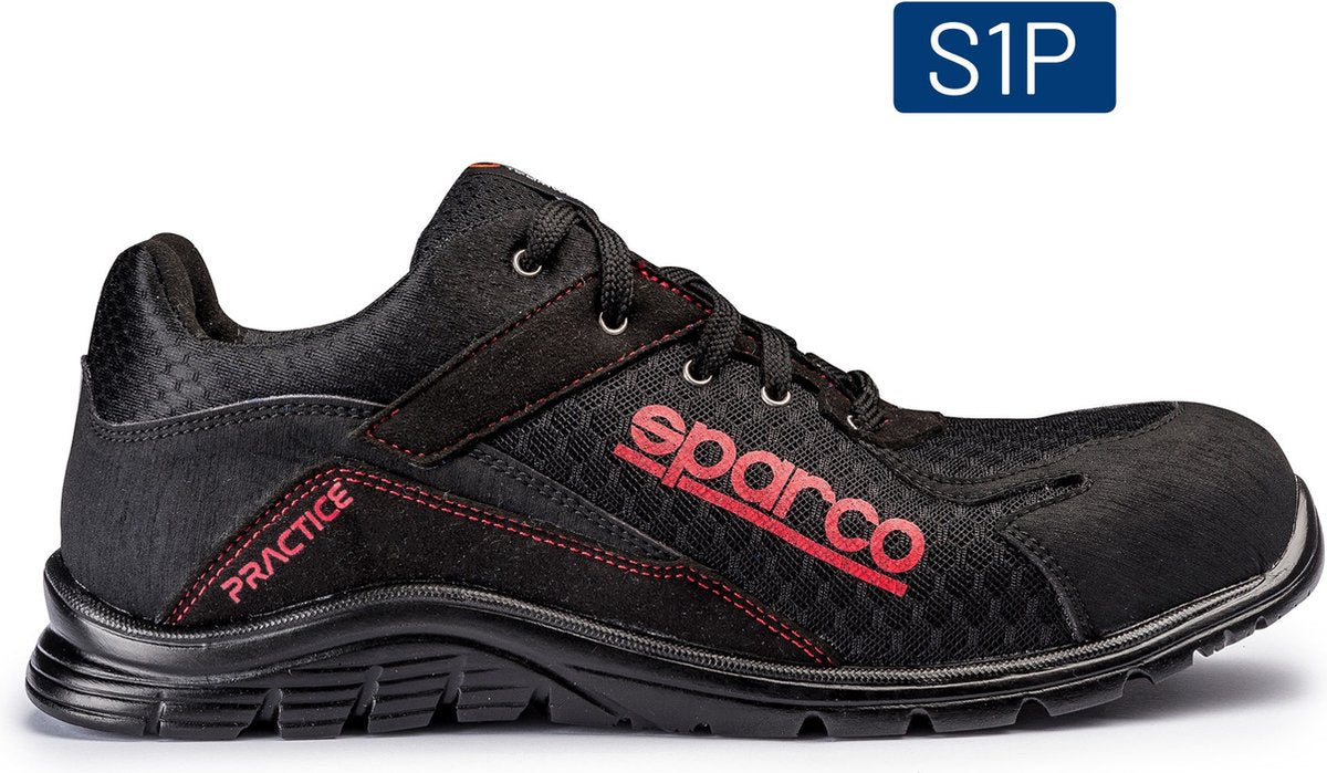Sparco Praxis Nigel – S1PL Sicherheitsschuh mit atmungsaktivem Obermaterial – Schwarz – Größe – 44