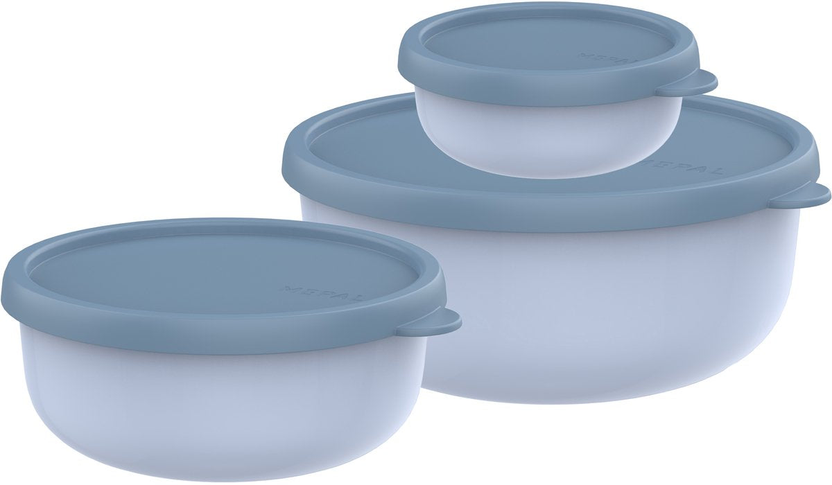 Mepal bewaardoosset 3-delig lumina - 2.5 l - magnetronbakje met deksel - nordic blue