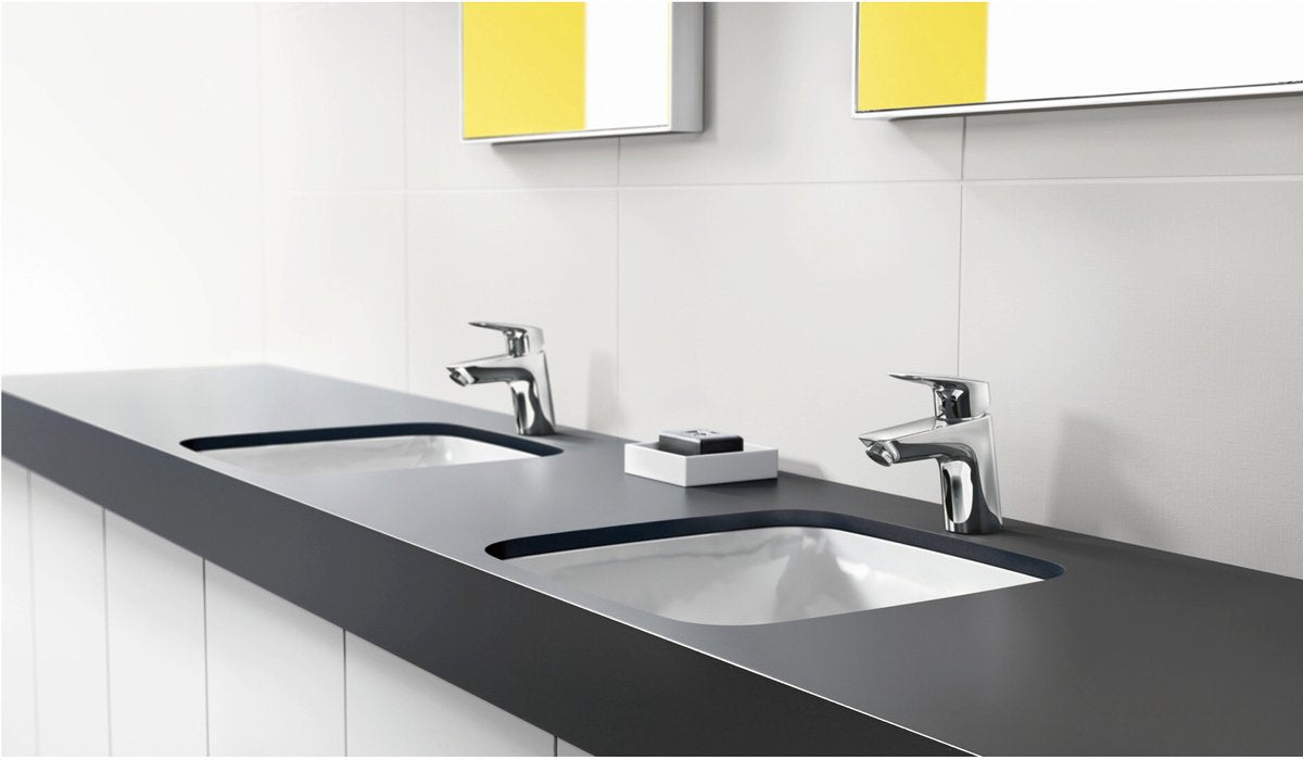 Hansgrohe Logis – Waschtisch-Mischbatterie – Einhebelbedienung – Kaltstart energiesparend – mit Ablaufgarnitur – 70 mm – Chrom