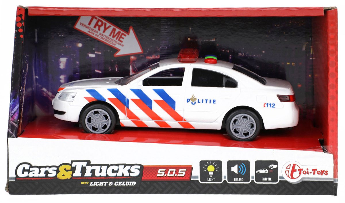 Toi-toys speelgoed politieauto licht en geluid 5.5 x 16 x 6 cm - hulpdiensten voertuigen