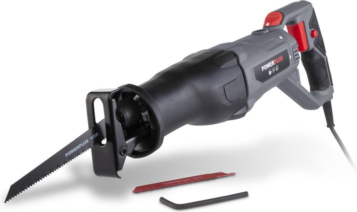 Powerplus Elektro-Säbelsäge Powe30030 – 710 W Sägemaschine – 2800 min1 – Werkzeuge mit 2 Zubehörteilen.