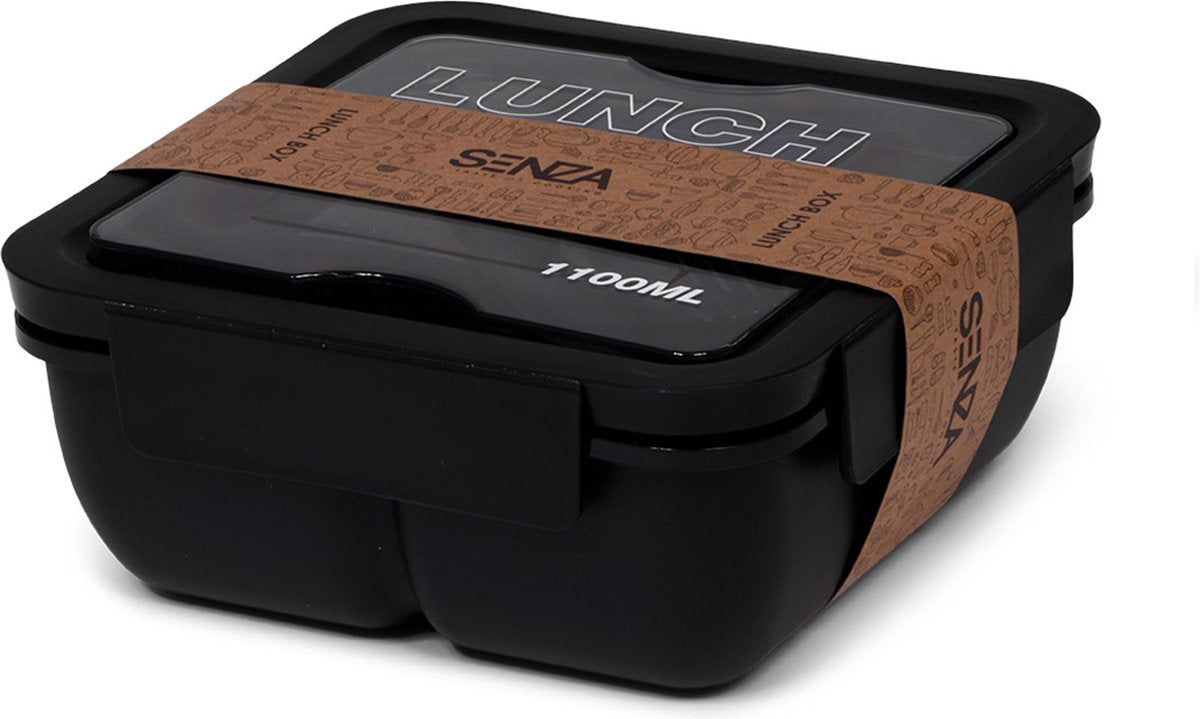 No Brand Senza Lunchbox 1100 ml Weizenstroh schwarz | 4 Stück