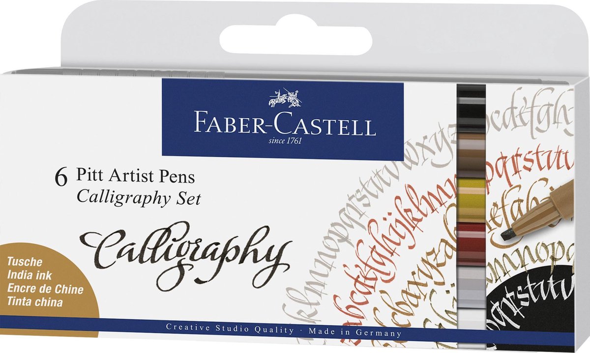 Faber-Castell Kalligrafiestift – Zeichenstift – Pitt Artist Pen – Kalligrafieset – 6-teilig – FC-167506
