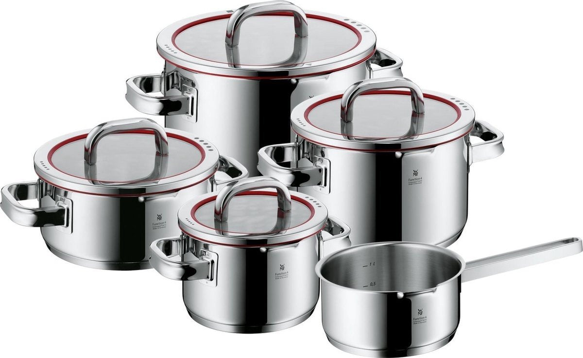 WMF Funktion4 - Pfannenset - 5-teilig - induktionsgeeignet - Edelstahl - mit Deckel