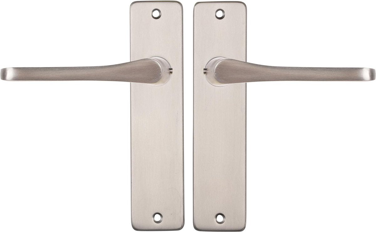 Starx deurklink zilver - rvs look – deurbeslag – deurkruk met schild – blind - deurklink vlinder - 43 x 180 mm – 㘠18 mm