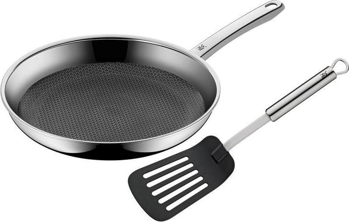 WMF Profi Resist - Bratpfanne - ø 28 cm - Edelstahl - inklusive Profi Plus Pfannenwender - induktionsgeeignet