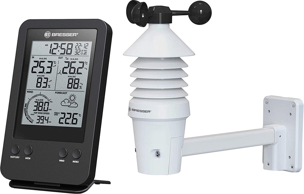 Bresser Wetterstation – professionelles 3-in-1-Anemometer inkl. Feuchtigkeits- und Temperaturmesser