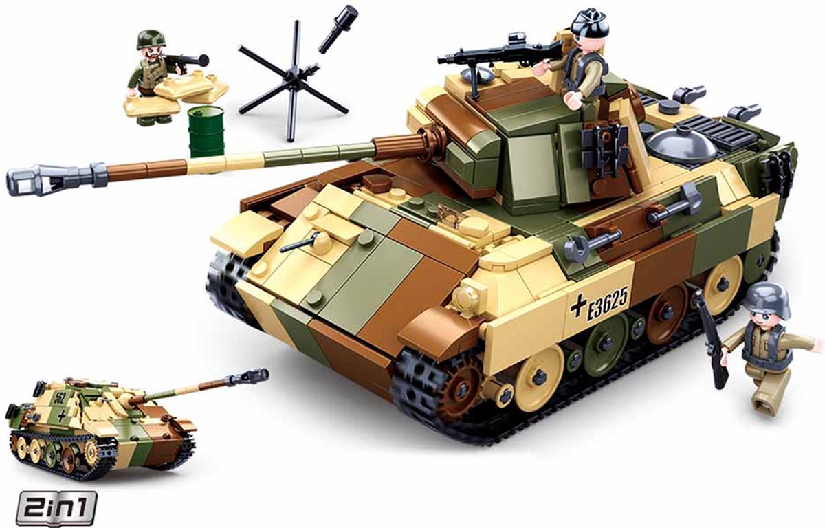 Sluban Army Wwii Medium Army Tank Toy – Konstruktionsspielzeug Modellbau – Baukasten mit 725 Bausteinen – M38-B0859 ab 8 Jahren