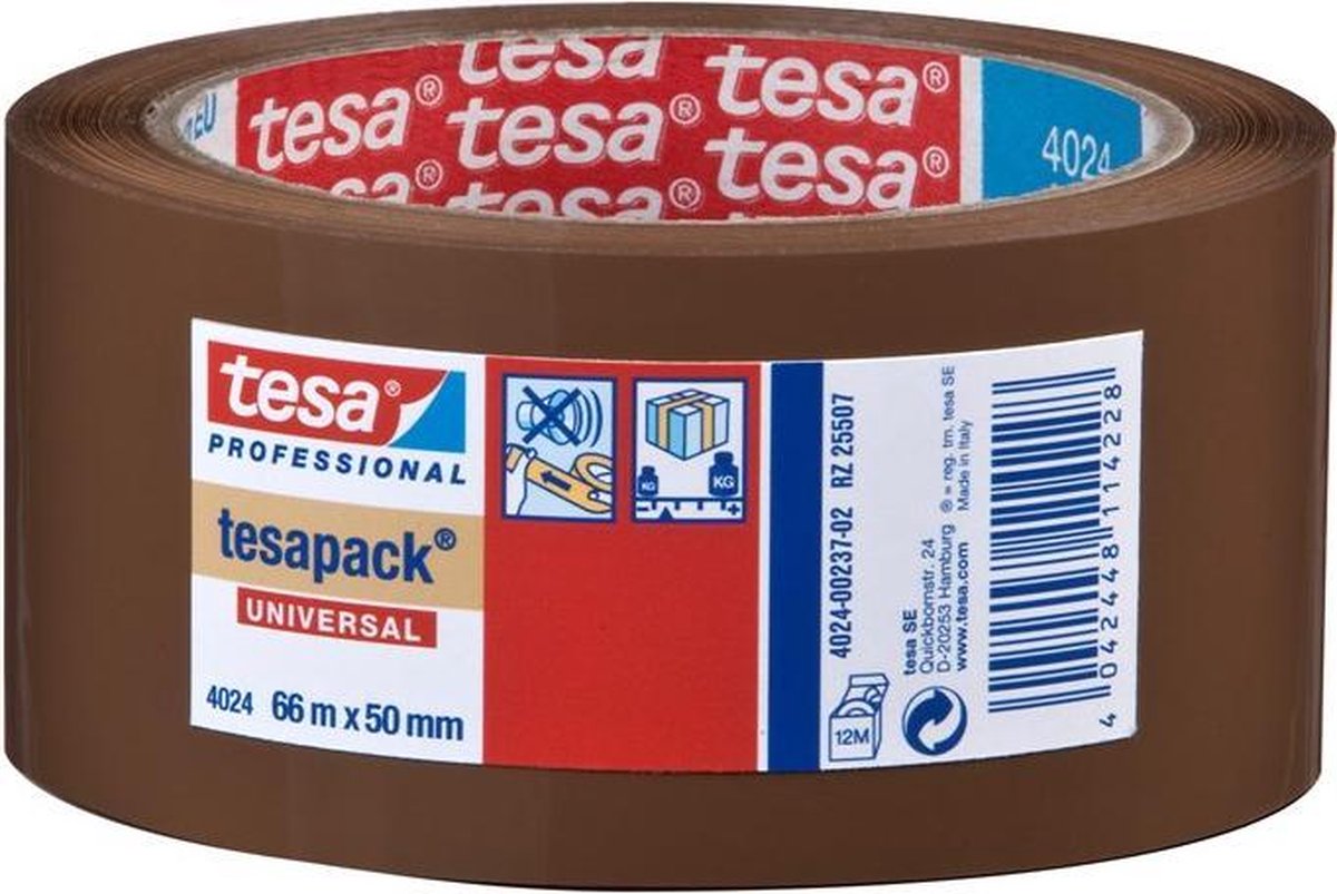 Tesa professional tesa universal 04024-00237-04 pakband tesapack 4024 bruin (l x b) 66 m x 50 mm 1 stuk(s)