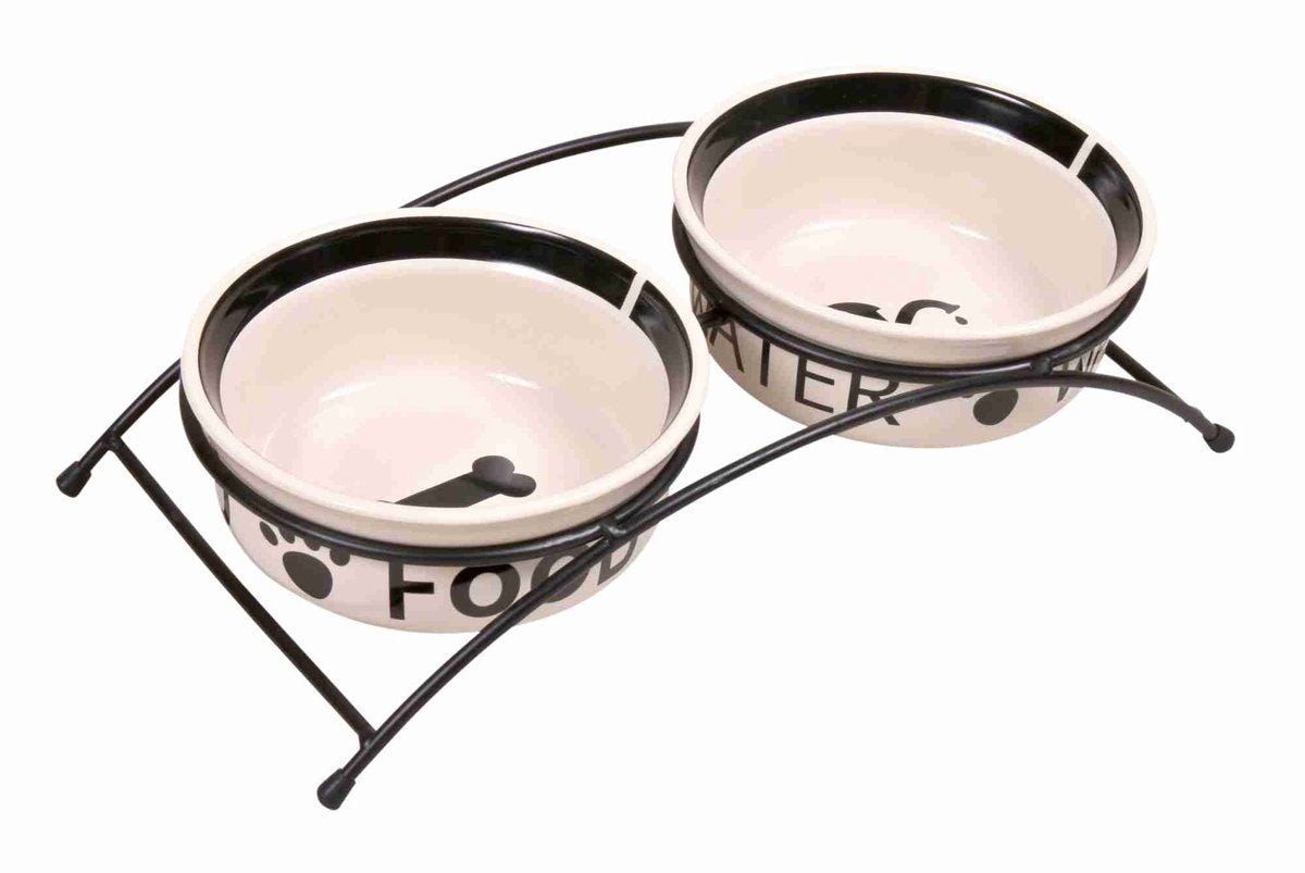 Trixie Futternapf Trinknapf-Set Eat on your Feet weiß schwarz (2x250 ml 13cm)