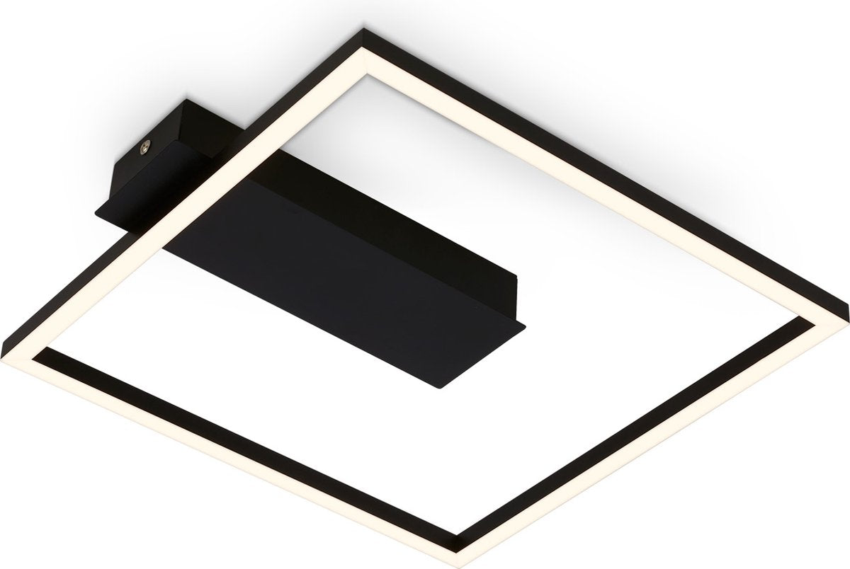 B.k.licht briloner - Deckenleuchte LED-Rahmen - Deckenleuchte mit warmweißem Licht - 3000k - 12w - 1400 lm - 32x30x5 cm - Schwarz