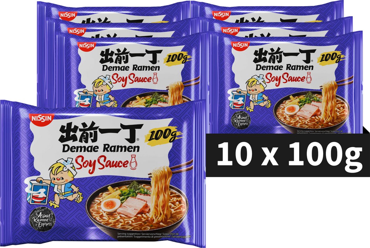 Nissin Demae Ramen – Sojasauce-Nudelschüssel – Instantnudeln – 10 Stück