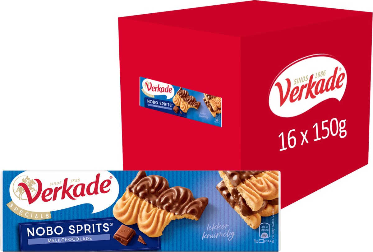 Verkade - Keks - Nobo Sprits Milchschokolade - 16 x 150 Gramm