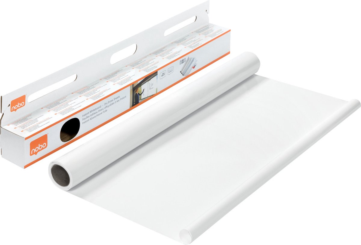 Nobo Instant-Whiteboard, trocken abwischbare Blätter auf Rolle – 25 elektrostatische Blätter – 60 x 80 cm – weiß