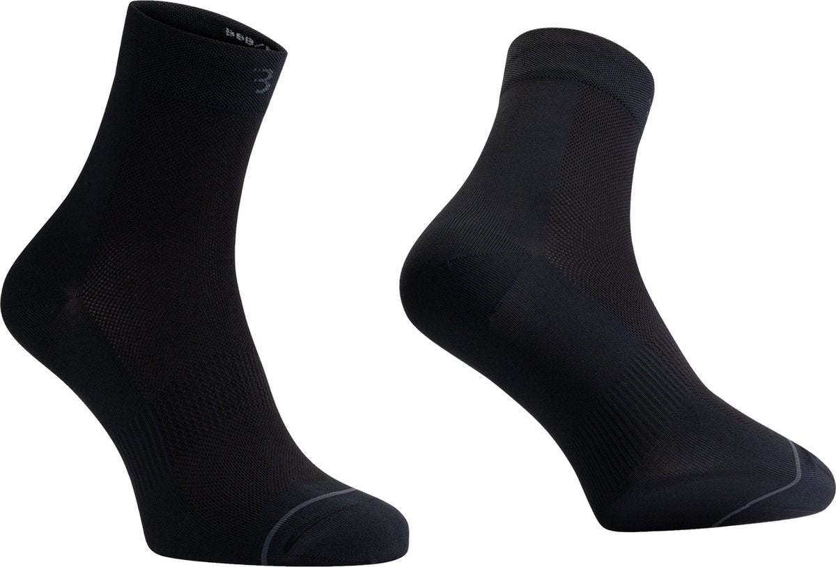 Bbb cycling fietssokken zwart - 3 paar - lengte: 13cm - duurzame wielrensokken zomer - maat 44 47 - fietssokken heren en dames - combifeet bso-20