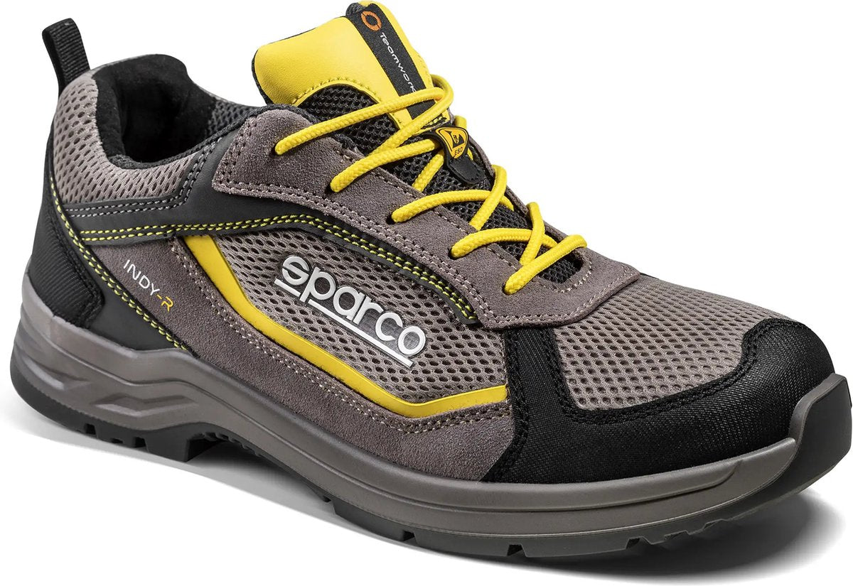 Sparco Indy Edmonton – Sicherheitsschuh S1PS mit Flexgrip+-Sohle und atmungsaktivem Mesh – Beige-Gelb – Größe – 41