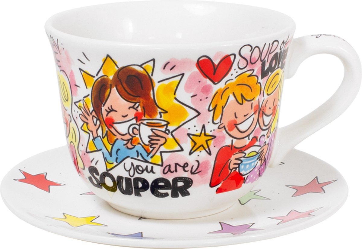 Blond amsterdam , even bijkletsen set: soep kom souper en bord star 18cm