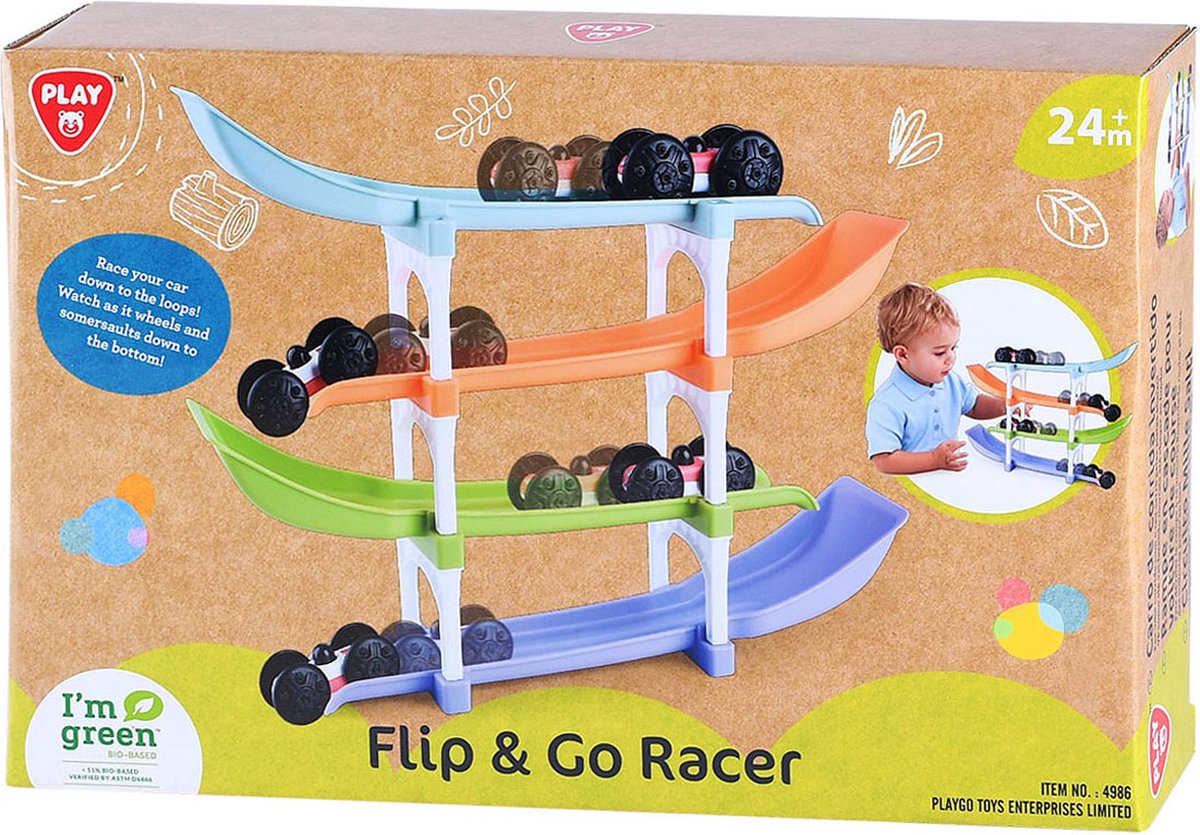 Biobasierte Flip-and-Go-Autorennbahn von Playgo – 11-tlg.