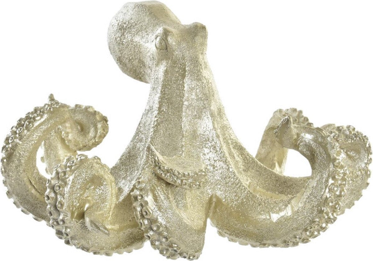 Dkd Home Decor Dekofiguren goldener Oktopus aus Kunstharz mediterran (25,5 x 24,5 x 15,5 cm)